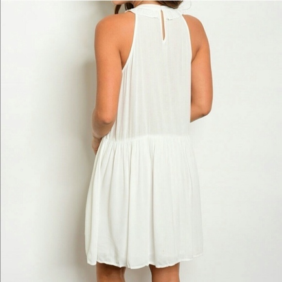 LACE Up White Ruffle Dress - Picture 2 of 2